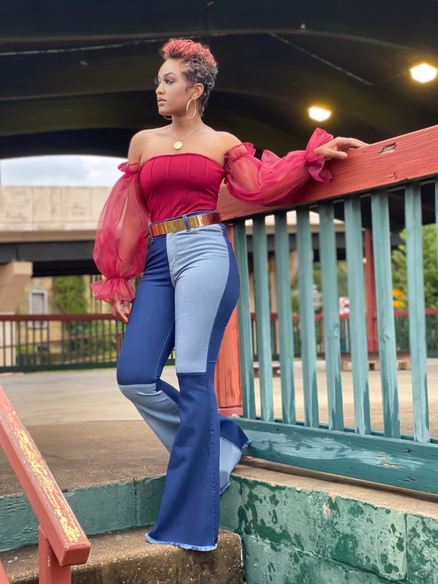 Color Block Denim Dark Wash